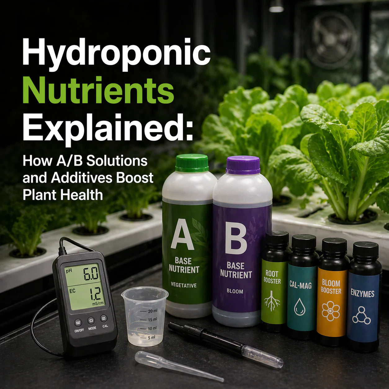 Hydroponic Nutrients Explained: How A/B Solutions and Additives Boost Plant Health